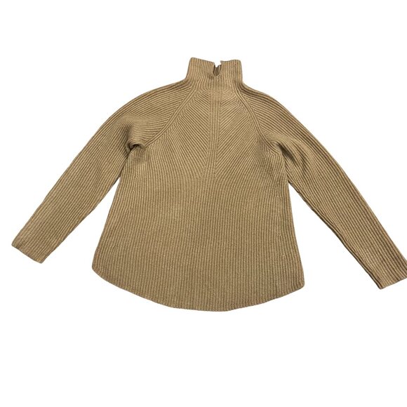 Theory Cashmere Moving Rib Turtleneck Sweater, Tan S - Picture 1 of 9